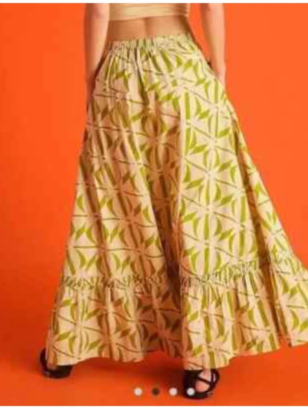 Free People Kenny Set w/ cropped cream tee and green print maxi skirt, S - Picture 2 of 12